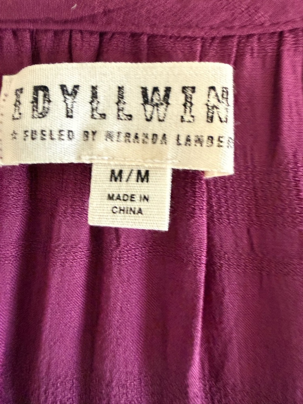 Idyllwind Western Boho Peasant Mini Dress Burgundy Tassel Tie | Size M - Picture 13 of 14